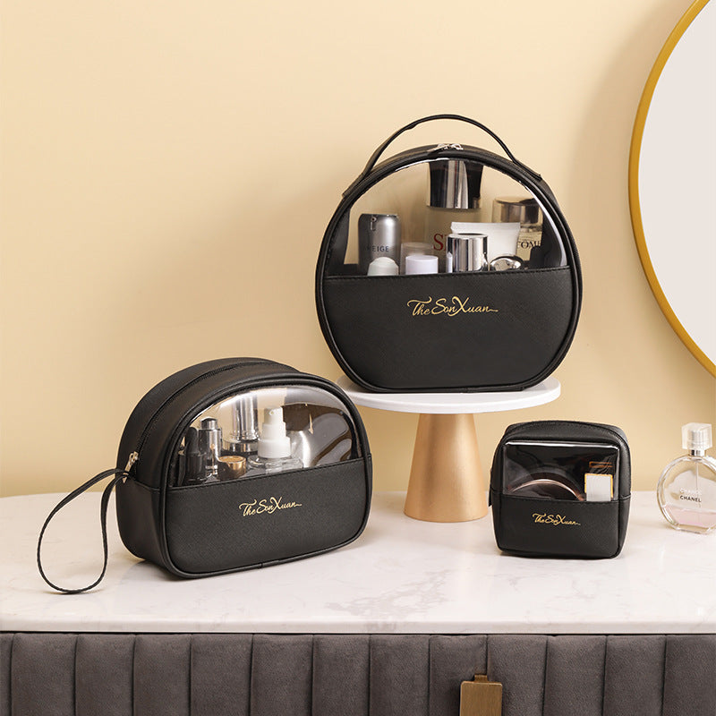 Wholesale PU Semi-circle Waterproof Cosmetic Bag Portable Storage Bag